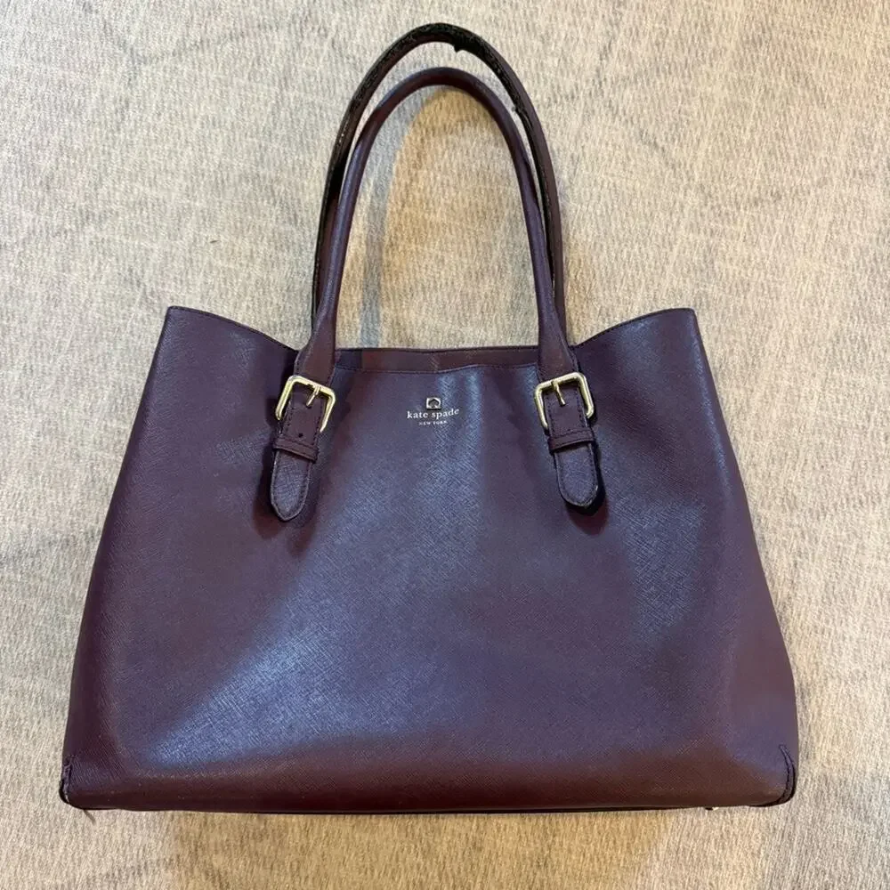 Kate Spade Cove Street Airel Large Leather Tote in Plum Purple